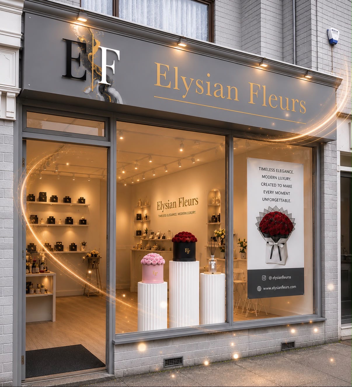 Elysian Fléurs luxury florist storefront in Leicester